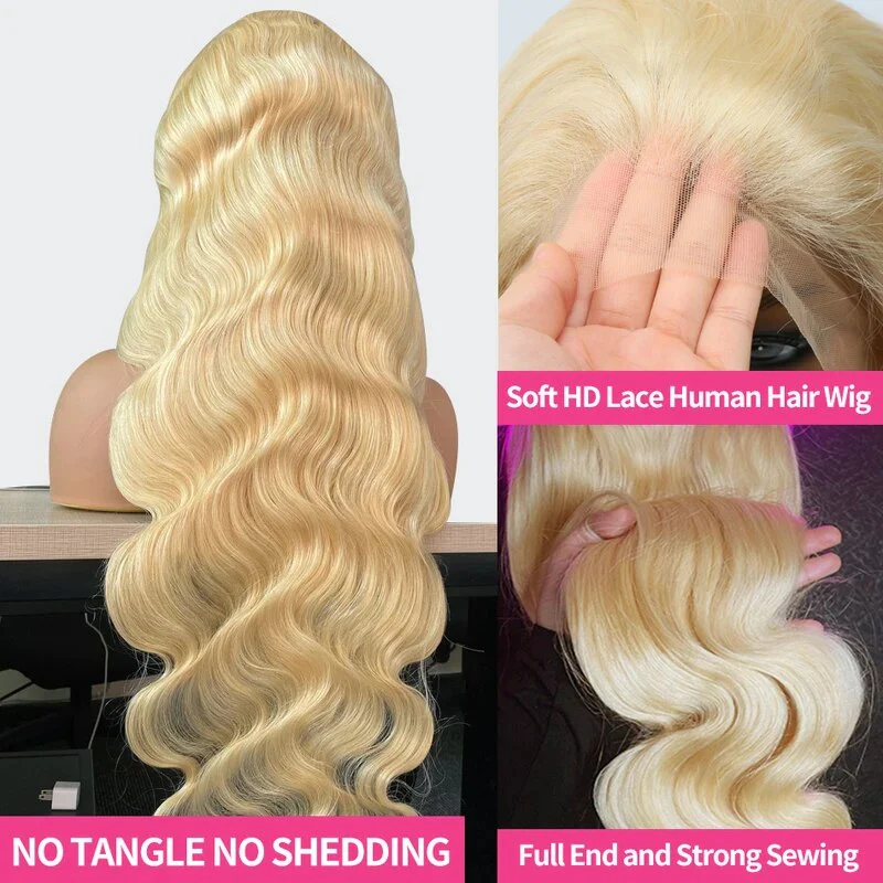 OneMore 613 Blonde 13x4 Lace Front Wig Straight / Body Wave Blonde Human Hair Wigs Flash Sale - Image 5