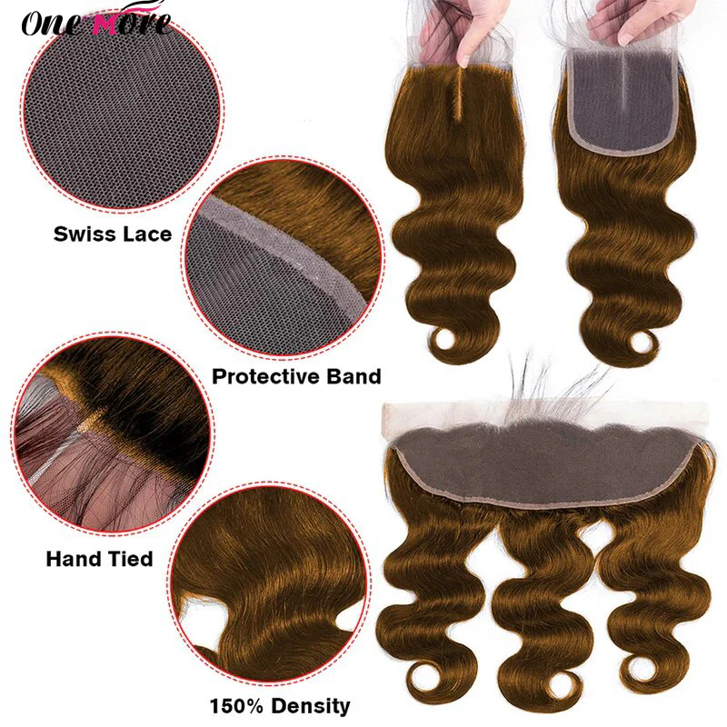 #4 Chocolate Brown Body Wave Human Hair Bundles with 13x4 Lace Frontal - Image 6