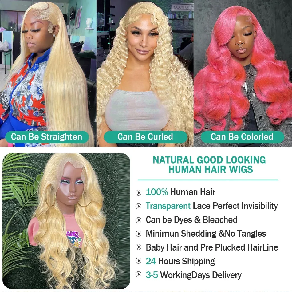 OneMore Blonde Lace Front Wig 613 Straight Human Hair Wigs 13x6 Lace Frontal Wigs Pre Plucked - Image 12