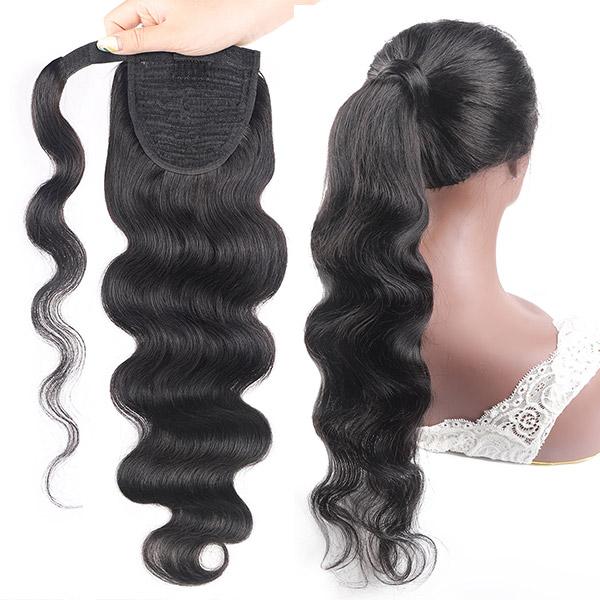 Body Wave Ponytail Human Hair Extension Long Wavy Wrap Around Clip In Ponytail Hair Extensions - Image 5
