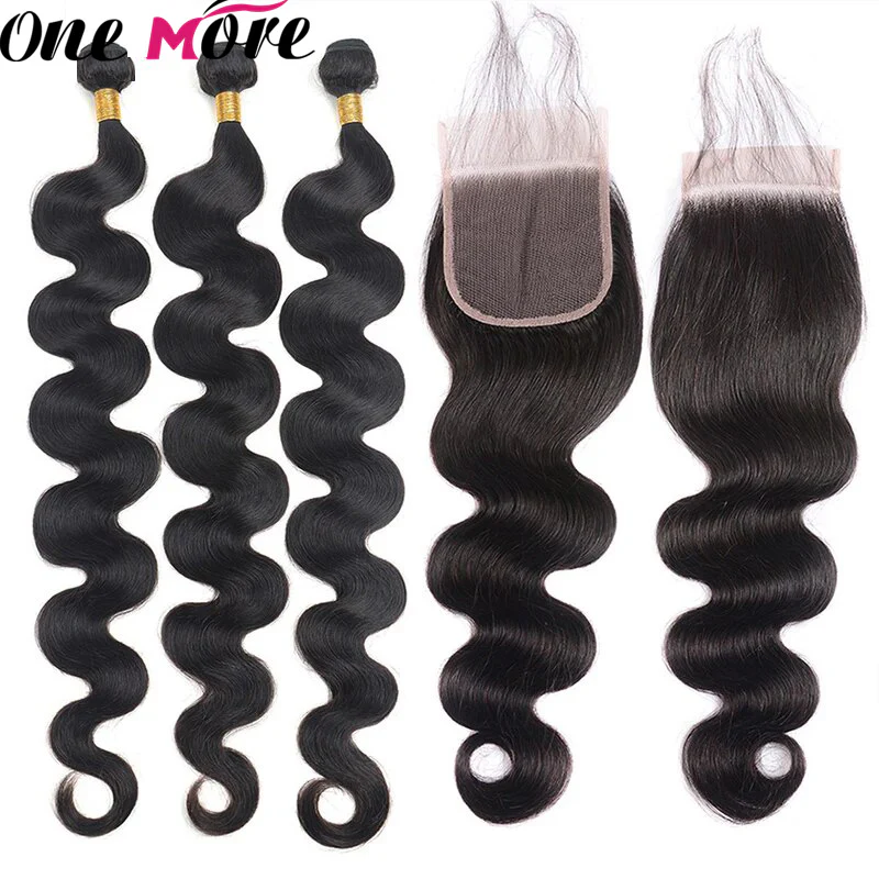 Body Wave Hair 3 Bundles With Closure 100% Virgin Human Hair Extensions With 4x4 Lace Closure - Image 3