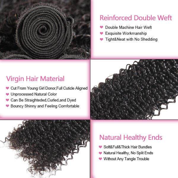 Brazilian Curly Hair Weave 4 Bundles with 4*4 Lace Closure - Image 3