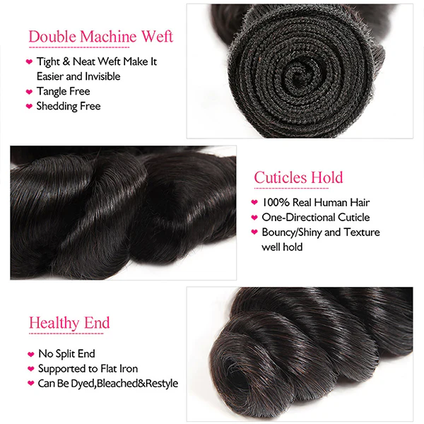 Unprocessed Brazilian Hair Loose Wave Hair 4 Bundles One More Human Hair - Image 3