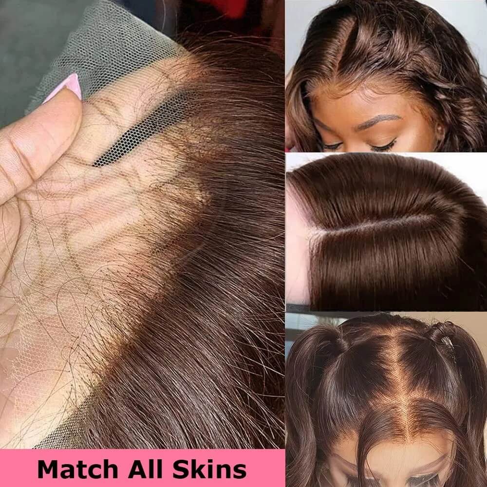 #4 Dark Brown Glueless Body Wave 13x4 Lace Front Wig Chocolate Brown Colored Human Hair Wigs - Image 10