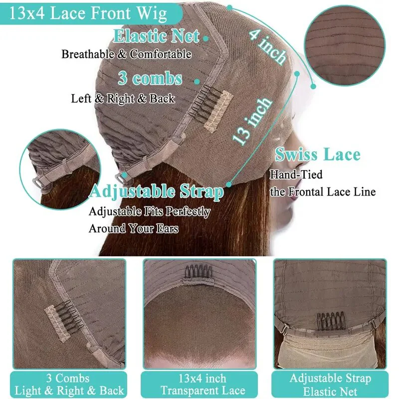 #4 Dark Brown Glueless Body Wave 13x4 Lace Front Wig Chocolate Brown Colored Human Hair Wigs - Image 12