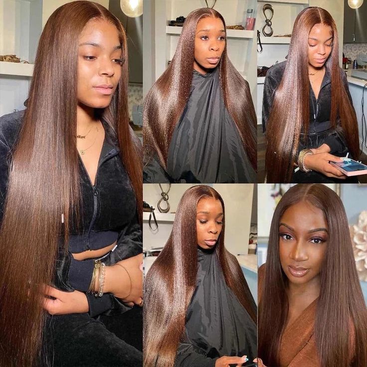 OneMore Chocolate Brown Wig Straight Hair Lace Front Wig Glueless Human Hair Wigs HD Lace - Image 10