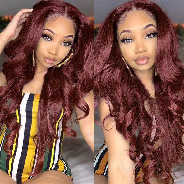 Burgundy Bundles With Closure Body Wave Human Hair 99J Colored Bundles Soft And Silky Hair - Image 5