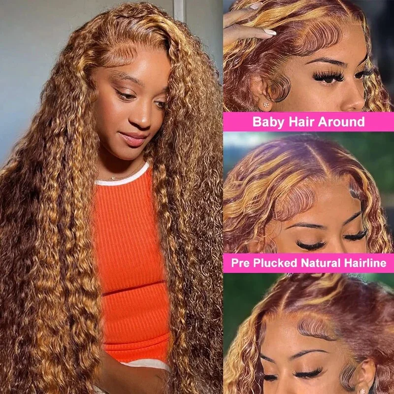 (OneMore Bogo Sale)Honey Blonde Highlights Wig Pre Plucked Lace Front Wig - Image 7