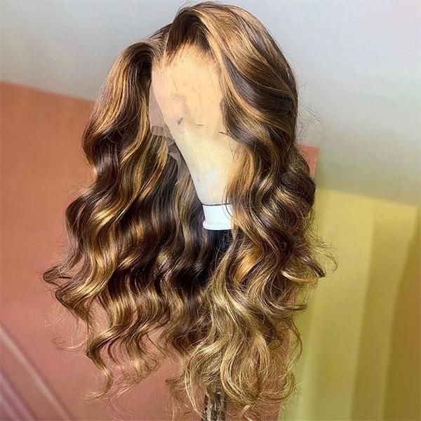 (Super Sale)OneMoreHair Glueless Highlights Lace Front Wig Pre Cut Lace Honey Blonde Human Hair Wig - Image 4
