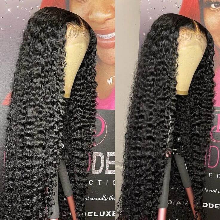 Deep Wave Glueless Human Hair Wig Transparent Lace Deep Curly Hair Pre Plucked 13x4 Lace Front Wigs - Image 6