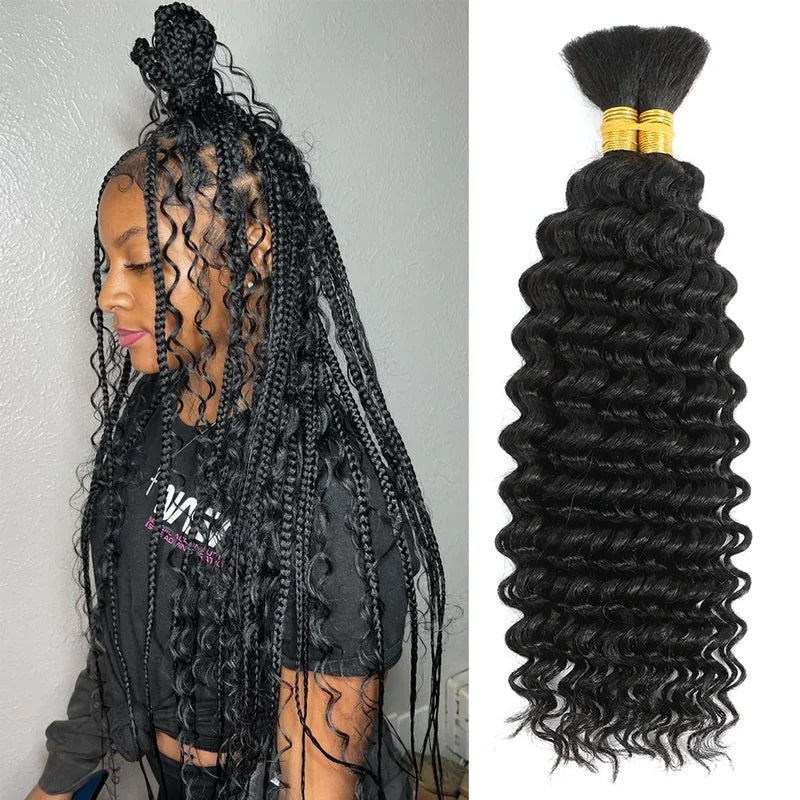 Deep Wave 3pcs Bulk Human Hair Bundles For Braiding Hair Extensions For Braiding - Image 3