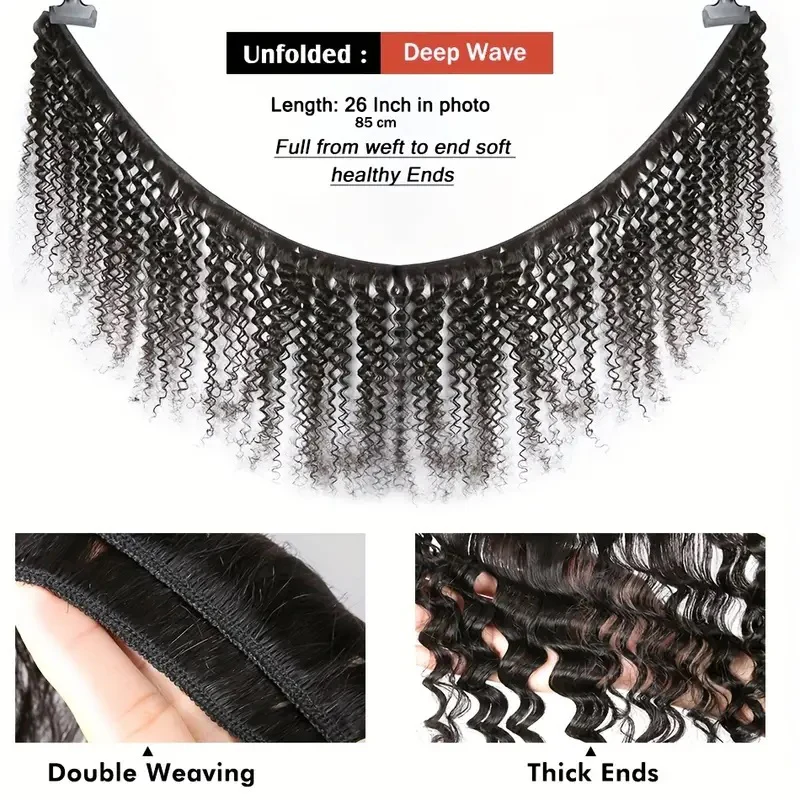 Brazilian Hair Human Hair Bundles Deep Wave 3 Bundles One More Hair - Image 9