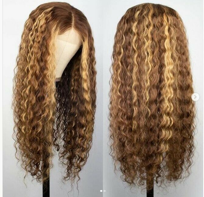 Highlight Ombre Honey Blonde Lace Front Wig Deep Wave Human Hair 4x4 Lace Closure Wigs - Image 5