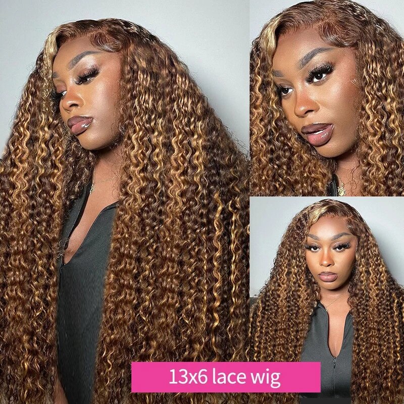 OneMore Honey Blonde Highlights Deep Wave Wig Pre Bleached Invisible Knots HD Lace Front Wigs - Image 6