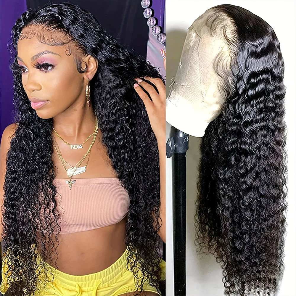 Water Wave Human Hair Wigs Pre Bleached Knots Pre Plucked 13x4 HD Lace Frontal Wig - Image 4