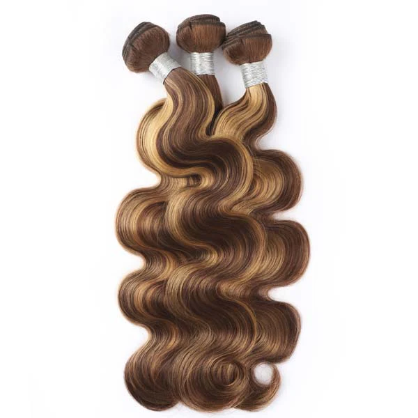 Body Wave Human Hair Weave 3 Bundles with 4x4 Lace Closure Ombre Hair - Image 8