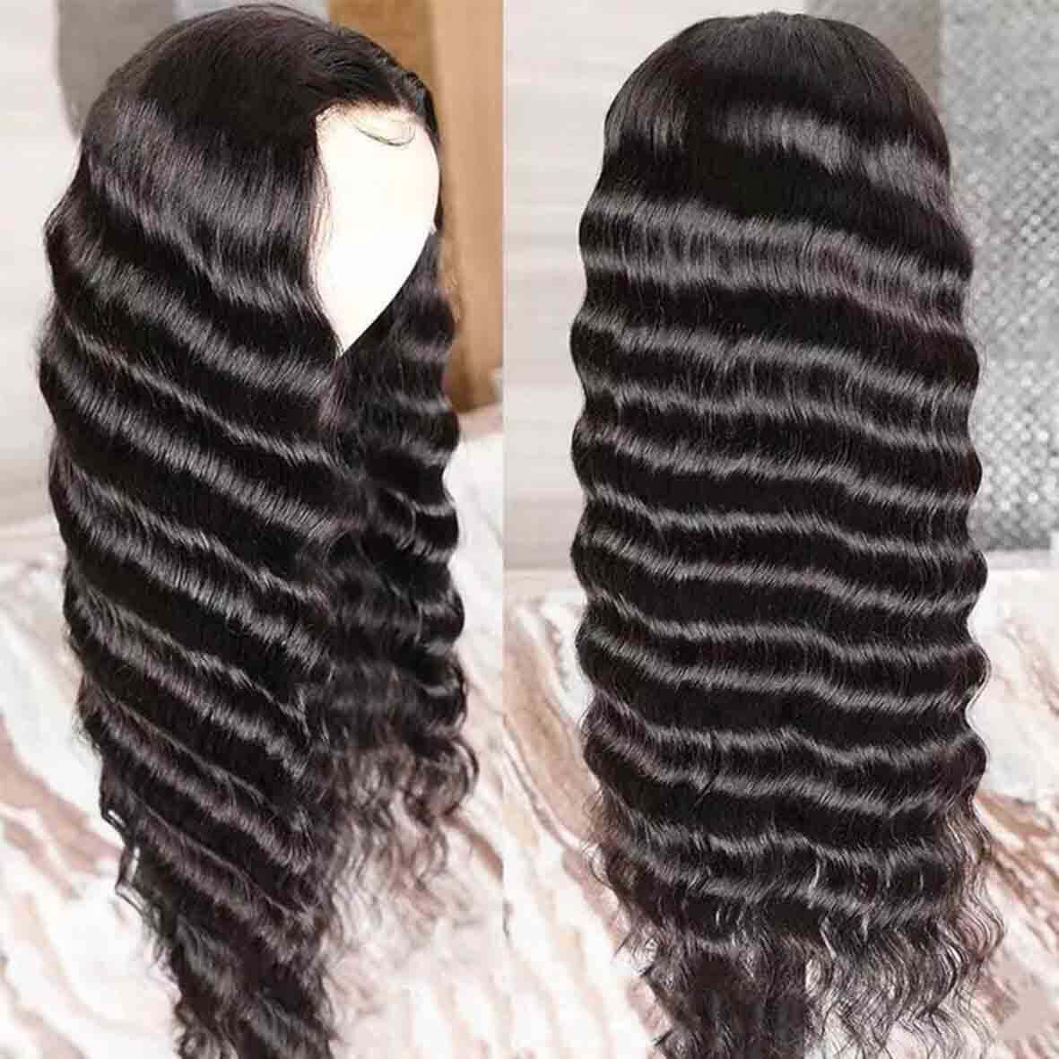 4x4 Lace Closure Wigs Loose Deep Wave Human Hair Transparent Lace Wig - Image 4