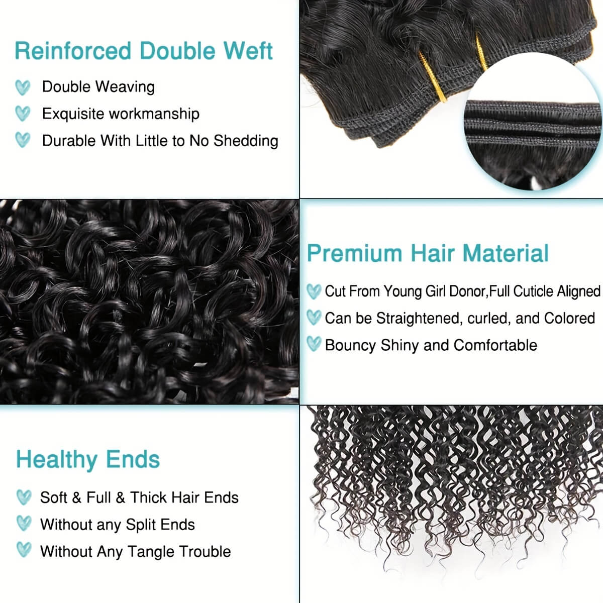Malaysian Curly Hair 3 Bundles 100% Virgin Human Hair Weave One More - Image 7