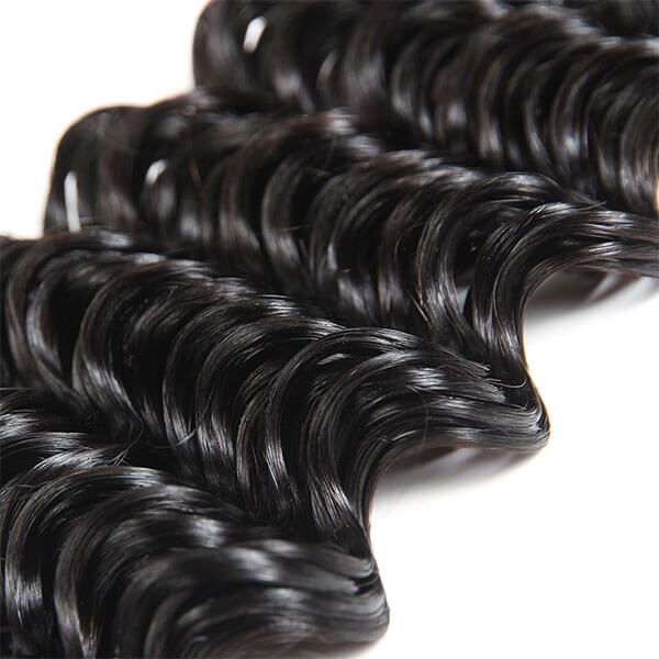 One More Deep Wave 3 Bundles with 4x4 Lace Closure 10A Virgin Peruvian Human Hair - Image 4