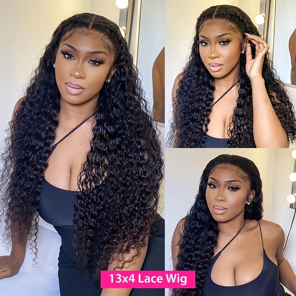Overnight Shipping Pre Cut Glueless Deep Wave 13x4 Lace Front Human Hair Wigs Pre Plucked and Bleached - Image 11