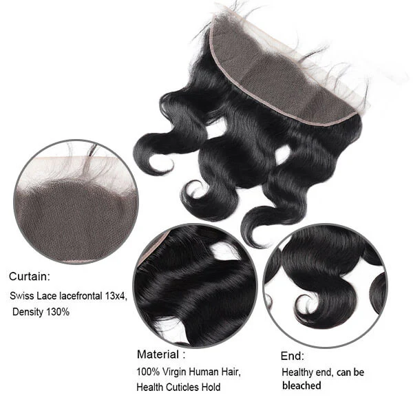 Peruvian Body Wave Hair 4 Bundles with 13*4 Lace Frontal Closure - Image 3