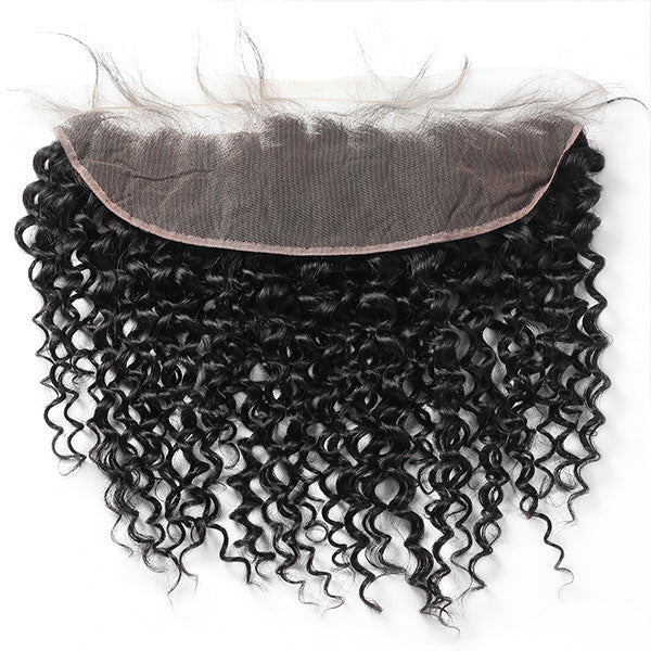 Peruvian Curly Hair 4 Bundles with 13*4 Lace Frontal Closure Natural Color - Image 3