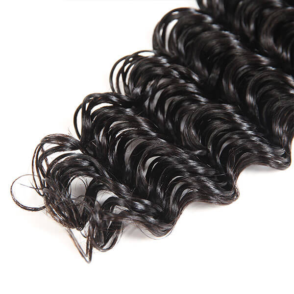 Virgin Peruvian Deep Wave Hair 4 Bundles with 4*4 Lace Closure - Image 4