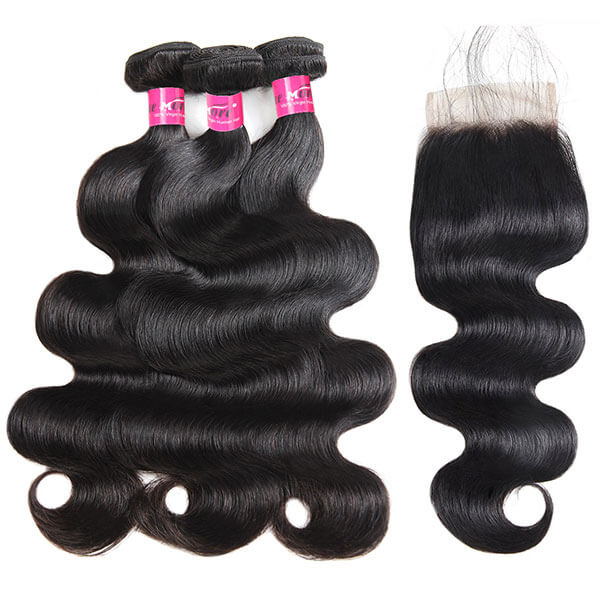 Body Wave 3 Bundles With Closure 100% Virgin Human Hair Extensions With 4x4 lace Closure - Image 3