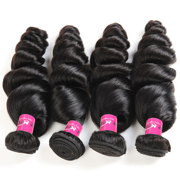Virgin Peruvian Loose Wave Hair 4 Bundles with 13*4 Lace Frontal - Image 3