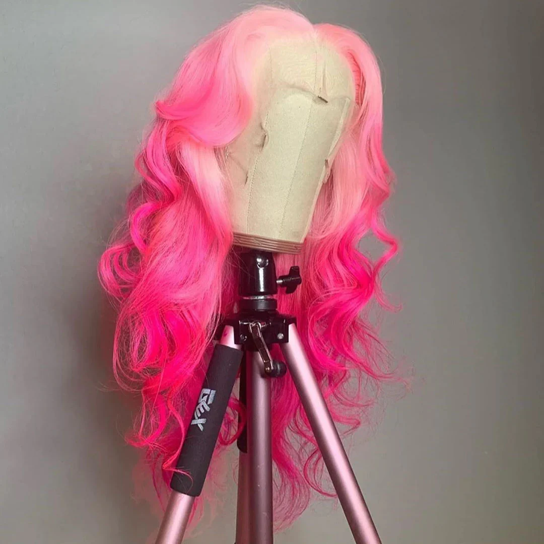 Body Wave Wig Rose Pink 13x4 HD Lace Front Wig Colored Barbie Pink Human Hair Wig - Image 6