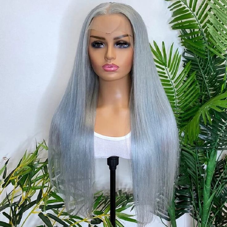 OneMore Silver Grey Wigs Straight Hair Lace Front Wig HD Transparent Silver Color Lace Wig - Image 7