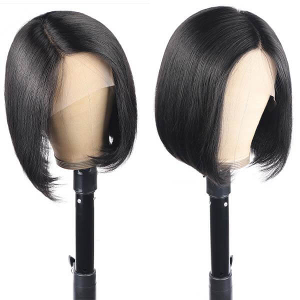 Transparent Lace Short Hairstyle Straight Hair Bob Wig with Side Part - Image 5