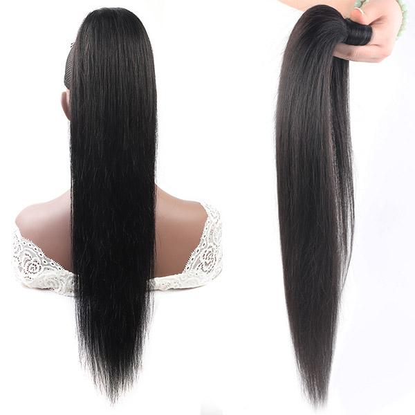 Wrap Around Human Hair Ponytail Straight Hair Extensions for Women - Image 5