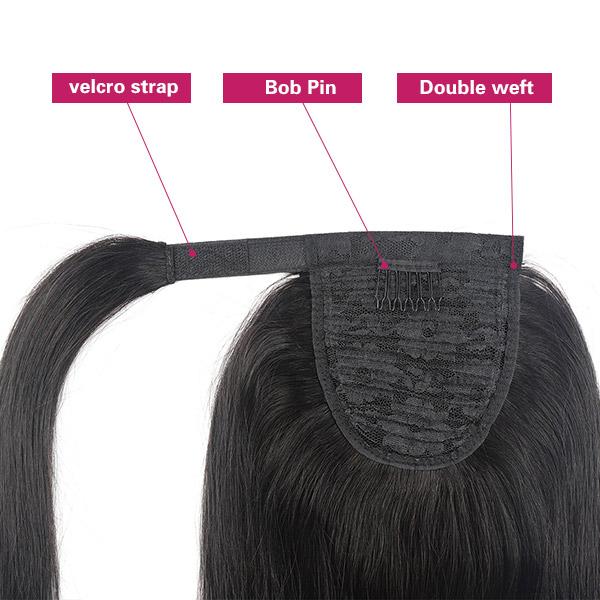 Wrap Around Human Hair Ponytail Straight Hair Extensions for Women - Image 7