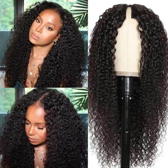 Curly V Part Wig No Leave Out Upgrade U Part Wigs No Glue Human Hair Wigs - Image 2