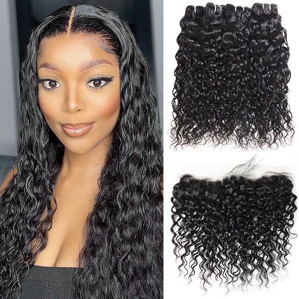 Brazilian Water Wave 3 Bundles with 13x4 Lace Frontal HD Lace Hair Human Hair Bundles - Image 3