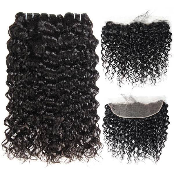Brazilian Water Wave 3 Bundles with 13x4 Lace Frontal HD Lace Hair Human Hair Bundles - Image 5