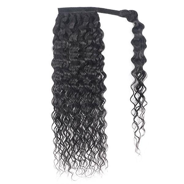 Human Hair Ponytail Extensions Water Wave Wrap Around Ponytail Hair Pieces - Image 6