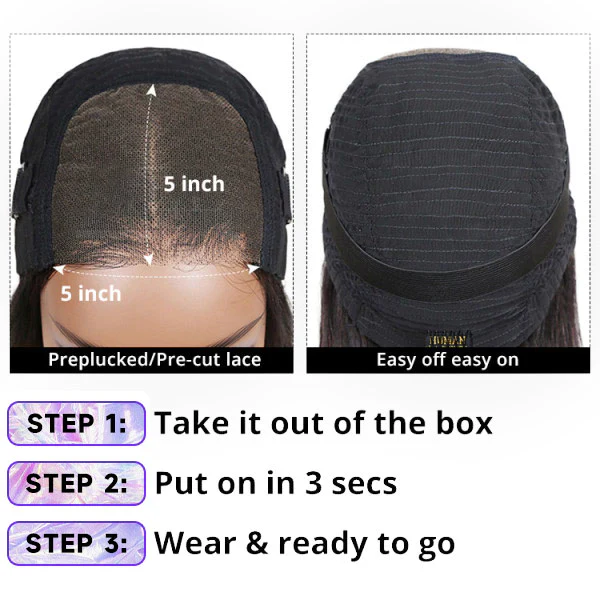 Pre Cut Lace Wigs Body Wave 5x5 Closure Wig Glueless Human Hair Wigs for Beginners - Image 10
